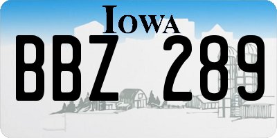 IA license plate BBZ289