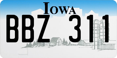 IA license plate BBZ311