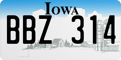 IA license plate BBZ314