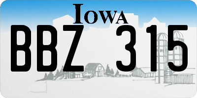IA license plate BBZ315