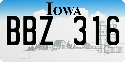 IA license plate BBZ316