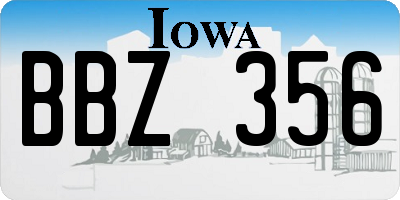 IA license plate BBZ356