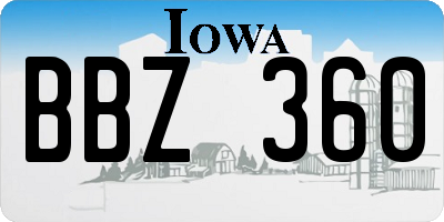IA license plate BBZ360