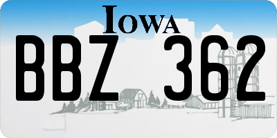 IA license plate BBZ362