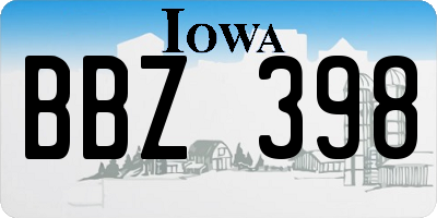 IA license plate BBZ398