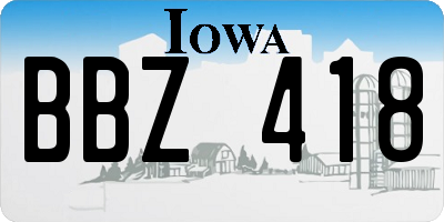 IA license plate BBZ418