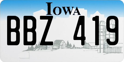 IA license plate BBZ419