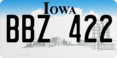 IA license plate BBZ422