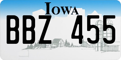 IA license plate BBZ455