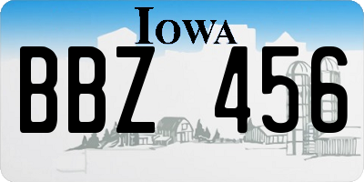 IA license plate BBZ456