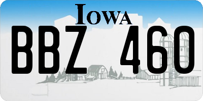 IA license plate BBZ460
