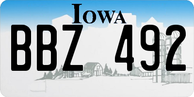IA license plate BBZ492