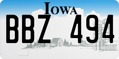 IA license plate BBZ494