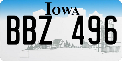IA license plate BBZ496