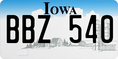 IA license plate BBZ540