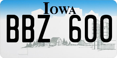 IA license plate BBZ600