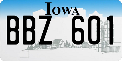 IA license plate BBZ601