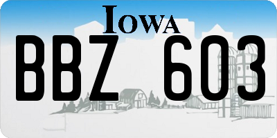 IA license plate BBZ603