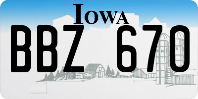 IA license plate BBZ670