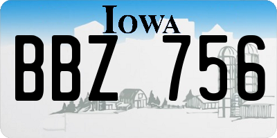 IA license plate BBZ756
