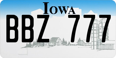 IA license plate BBZ777