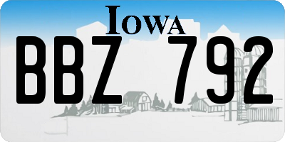 IA license plate BBZ792