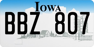 IA license plate BBZ807