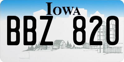IA license plate BBZ820