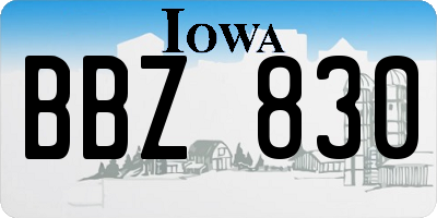 IA license plate BBZ830