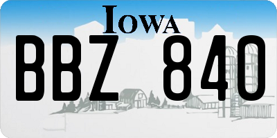 IA license plate BBZ840