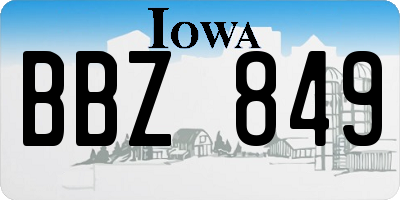 IA license plate BBZ849