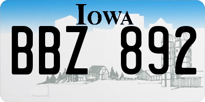 IA license plate BBZ892