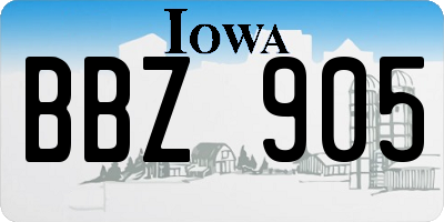 IA license plate BBZ905