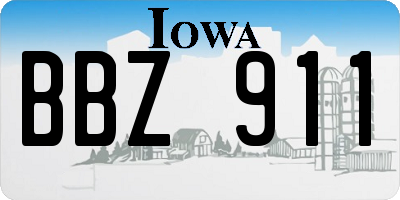 IA license plate BBZ911