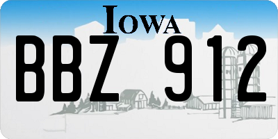 IA license plate BBZ912