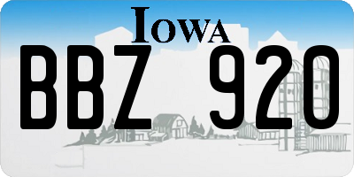 IA license plate BBZ920