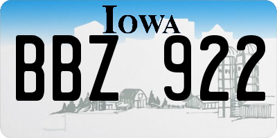 IA license plate BBZ922