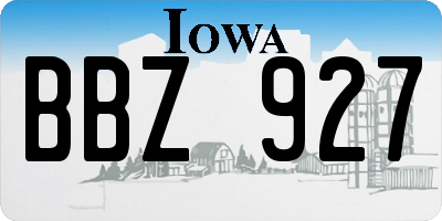 IA license plate BBZ927