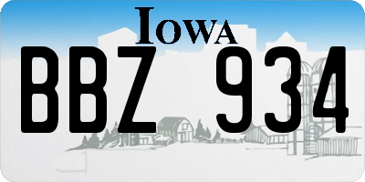 IA license plate BBZ934