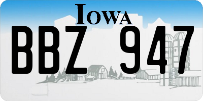 IA license plate BBZ947
