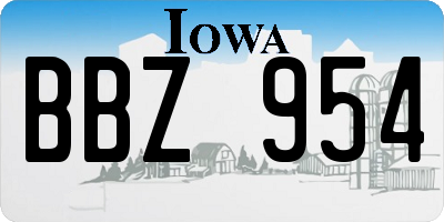 IA license plate BBZ954