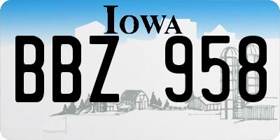 IA license plate BBZ958