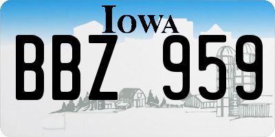 IA license plate BBZ959