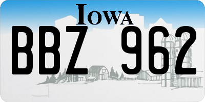 IA license plate BBZ962