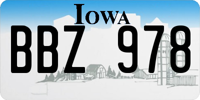 IA license plate BBZ978
