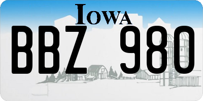 IA license plate BBZ980