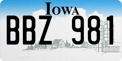 IA license plate BBZ981