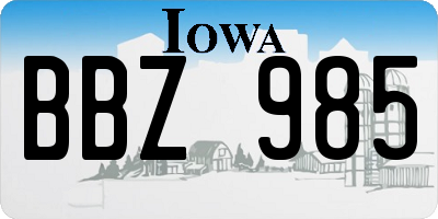 IA license plate BBZ985