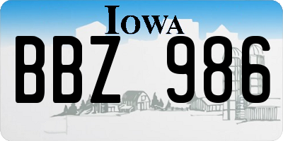 IA license plate BBZ986