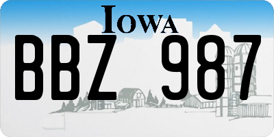 IA license plate BBZ987